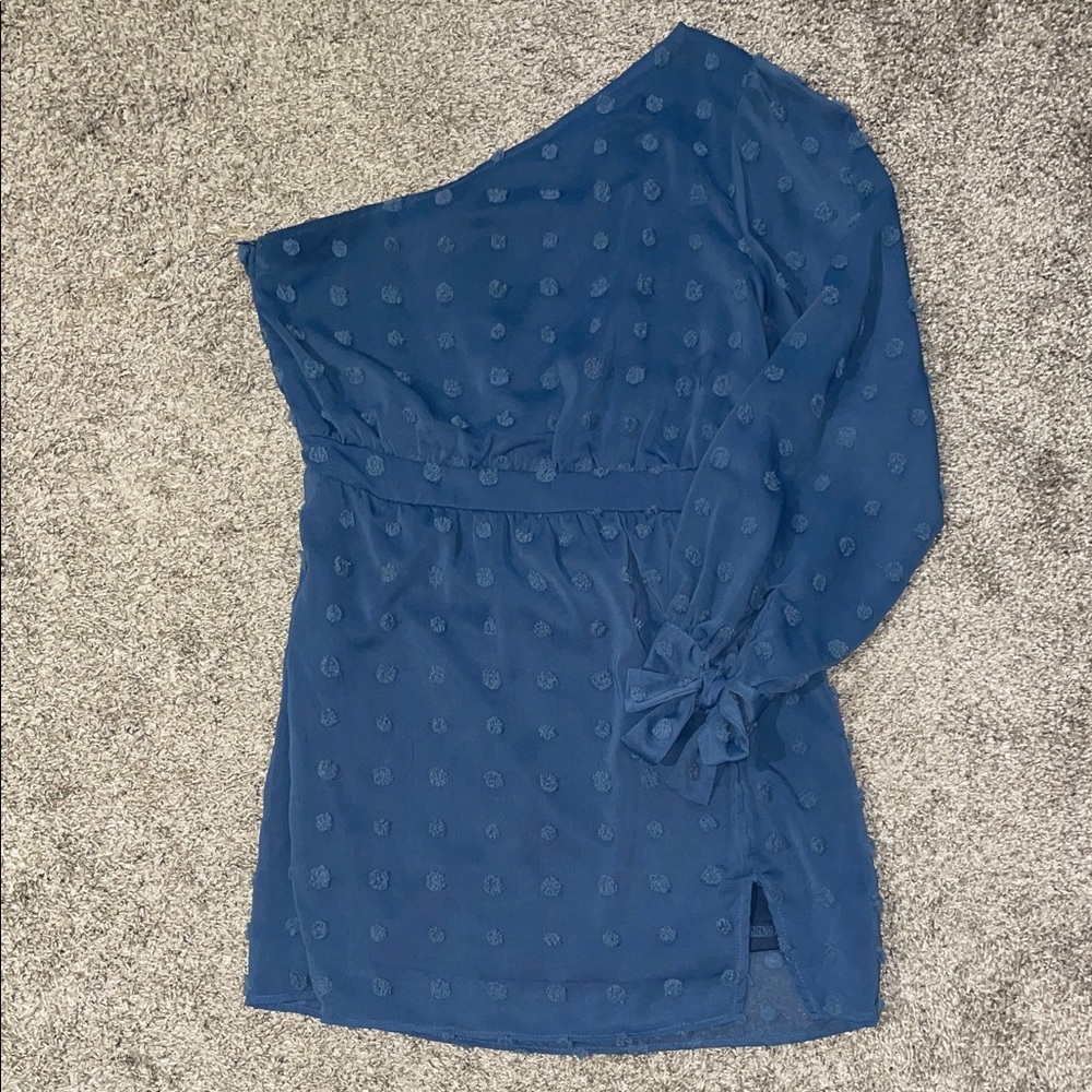 Boutique One-Shoulder Blue Dress